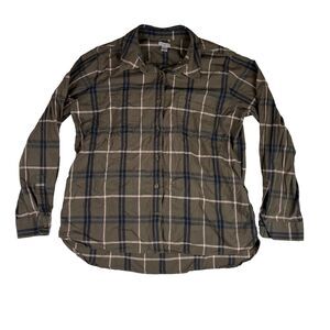 Carhartt Shirt Womens XL Green Check Plaid Flannel Long Sleeve Original Pocket
